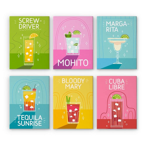 Peinture par numéros – Coffret de 6 toiles | Cocktails Célèbres Figured'Art