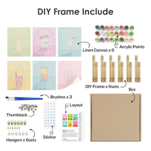 Peinture par numéros – Coffret de 6 toiles | Cocktails Célèbres