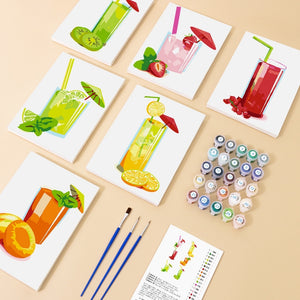 Peinture par numéros – Coffret de 6 toiles | Jus de Fruits Frais