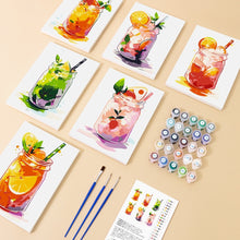 Charger l&#39;image dans la galerie, Peinture par numéros – Coffret de 6 toiles | Boissons Fruitées en Bocal