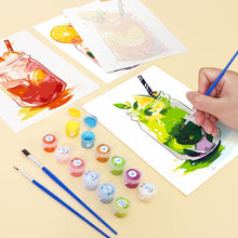 Charger l&#39;image dans la galerie, Peinture par numéros – Coffret de 6 toiles | Boissons Fruitées en Bocal