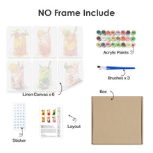 Charger l&#39;image dans la galerie, Peinture par numéros – Coffret de 6 toiles | Boissons Fruitées en Bocal