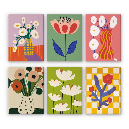 Peinture par numéros – Coffret de 6 toiles | Vases Floraux Abstraits Figured'Art