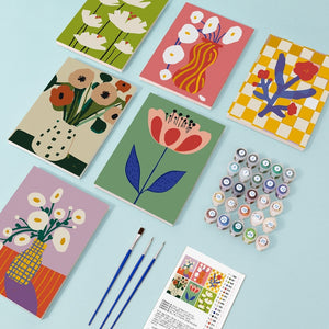 Peinture par numéros – Coffret de 6 toiles | Vases Floraux Abstraits