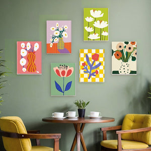 Peinture par numéros – Coffret de 6 toiles | Vases Floraux Abstraits