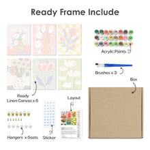 Charger l&#39;image dans la galerie, Peinture par numéros – Coffret de 6 toiles | Vases Floraux Abstraits