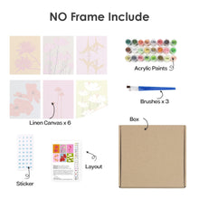 Charger l&#39;image dans la galerie, Peinture par numéros – Coffret de 6 toiles | Impressions Florales Modernes