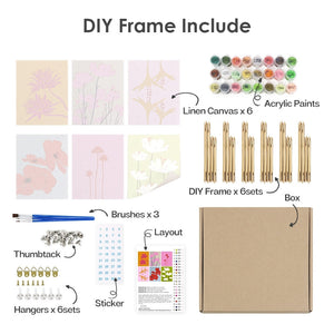 Peinture par numéros – Coffret de 6 toiles | Impressions Florales Modernes