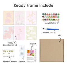Charger l&#39;image dans la galerie, Peinture par numéros – Coffret de 6 toiles | Impressions Florales Modernes