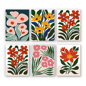 Peinture par numéros – Coffret de 6 toiles | Motifs Floraux Colorés Figured'Art