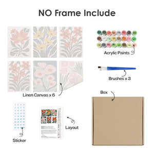 Peinture par numéros – Coffret de 6 toiles | Motifs Floraux Colorés