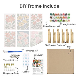 Peinture par numéros – Coffret de 6 toiles | Motifs Floraux Colorés