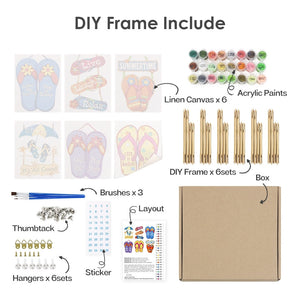 Peinture par numéros – Coffret de 6 toiles | Panneaux d’Été Tongs