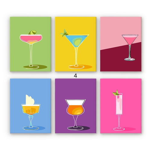 Peinture par numéros – Coffret de 6 toiles | Verres à Cocktail Élégants Figured'Art