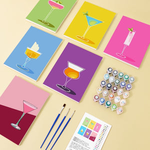 Peinture par numéros – Coffret de 6 toiles | Verres à Cocktail Élégants