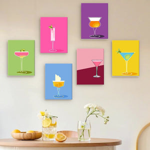 Peinture par numéros – Coffret de 6 toiles | Verres à Cocktail Élégants