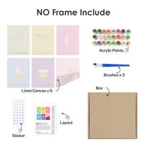 Peinture par numéros – Coffret de 6 toiles | Verres à Cocktail Élégants