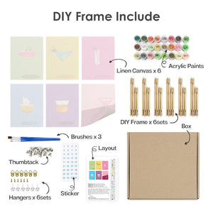 Peinture par numéros – Coffret de 6 toiles | Verres à Cocktail Élégants