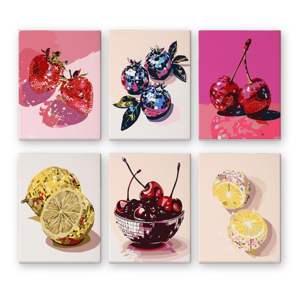 Peinture par numéros – Coffret de 6 toiles | Fruits Disco Figured'Art