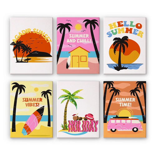 Peinture par numéros – Coffret de 6 toiles | Affiches de Plage Estivale Figured'Art