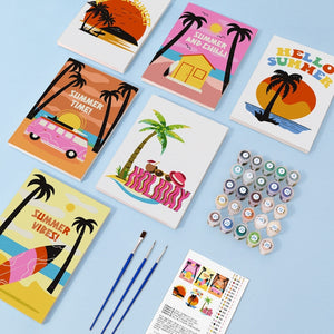 Peinture par numéros – Coffret de 6 toiles | Affiches de Plage Estivale