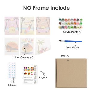Peinture par numéros – Coffret de 6 toiles | Affiches de Plage Estivale