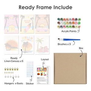 Peinture par numéros – Coffret de 6 toiles | Affiches de Plage Estivale