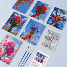 Charger l&#39;image dans la galerie, Peinture par numéros – Coffret de 6 toiles | Bouquets de Fleurs dans le Ciel