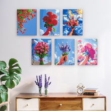Charger l&#39;image dans la galerie, Peinture par numéros – Coffret de 6 toiles | Bouquets de Fleurs dans le Ciel