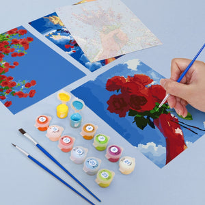Peinture par numéros – Coffret de 6 toiles | Bouquets de Fleurs dans le Ciel