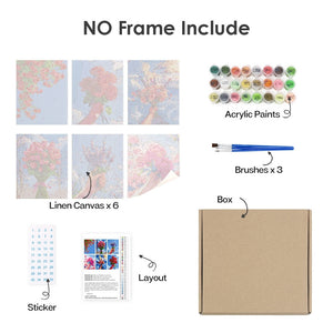 Peinture par numéros – Coffret de 6 toiles | Bouquets de Fleurs dans le Ciel
