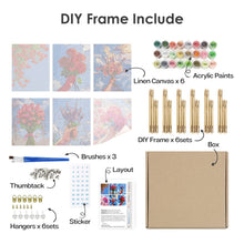 Charger l&#39;image dans la galerie, Peinture par numéros – Coffret de 6 toiles | Bouquets de Fleurs dans le Ciel