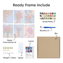 Charger l&#39;image dans la galerie, Peinture par numéros – Coffret de 6 toiles | Bouquets de Fleurs dans le Ciel