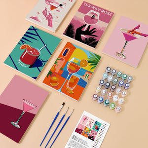 Peinture par numéros – Coffret de 6 toiles | Affiches de Cocktails Chics