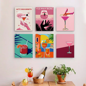 Peinture par numéros – Coffret de 6 toiles | Affiches de Cocktails Chics