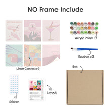 Charger l&#39;image dans la galerie, Peinture par numéros – Coffret de 6 toiles | Affiches de Cocktails Chics