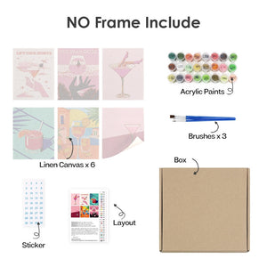 Peinture par numéros – Coffret de 6 toiles | Affiches de Cocktails Chics