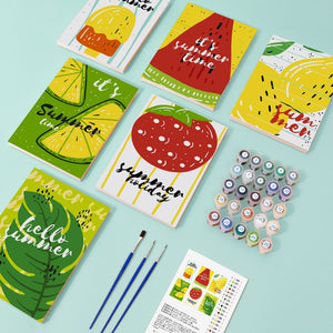Peinture par numéros – Coffret de 6 toiles | Illustrations de Fruits d’Été