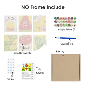 Peinture par numéros – Coffret de 6 toiles | Illustrations de Fruits d’Été