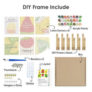 Peinture par numéros – Coffret de 6 toiles | Illustrations de Fruits d’Été