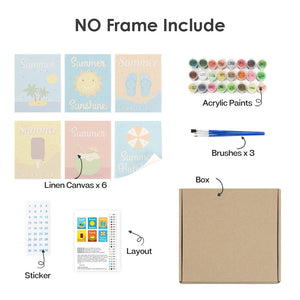 Peinture par numéros – Coffret de 6 toiles | Affiches de Vacances d’Été