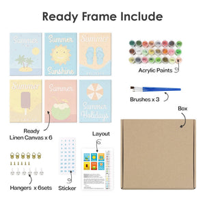 Peinture par numéros – Coffret de 6 toiles | Affiches de Vacances d’Été