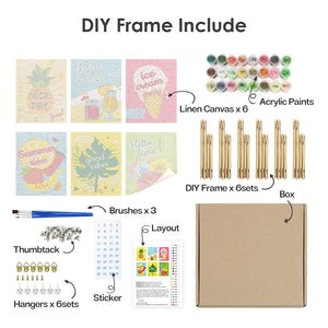 Peinture par numéros – Coffret de 6 toiles | Été Vibes Positives