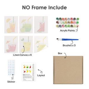 Peinture par numéros – Coffret de 6 toiles | Boissons Fruitées