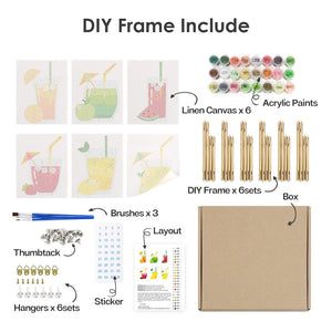 Peinture par numéros – Coffret de 6 toiles | Boissons Fruitées