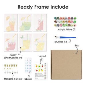 Peinture par numéros – Coffret de 6 toiles | Boissons Fruitées