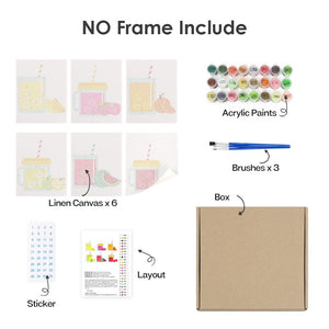 Peinture par numéros – Coffret de 6 toiles | Jus de Fruits en Bocal