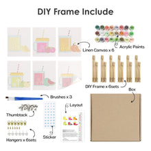 Charger l&#39;image dans la galerie, Peinture par numéros – Coffret de 6 toiles | Jus de Fruits en Bocal