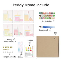 Charger l&#39;image dans la galerie, Peinture par numéros – Coffret de 6 toiles | Jus de Fruits en Bocal