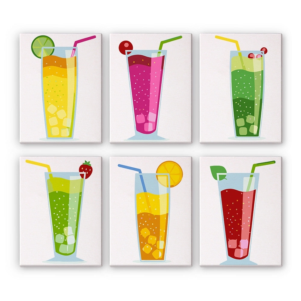 Peinture par numéros – Coffret de 6 toiles | Boissons Pétillantes aux Fruits Figured'Art